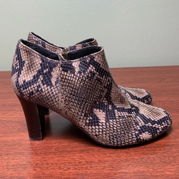 Geox Respira | Snakeskin Print Italian Leather Booties - EU 38 - Picture 4 of 10